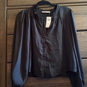 Abercrombie & Fitch Black Ruffled Blouse